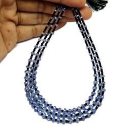 Awesome Silver Jewelry !! Black Spinal Tanzanite Black Sky Blue Color Beads Necklace