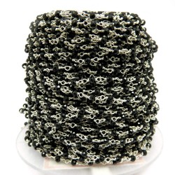 Gemstone Beads !! Handmade Silver Beads Black Spinel Black Color Gemstone Beade