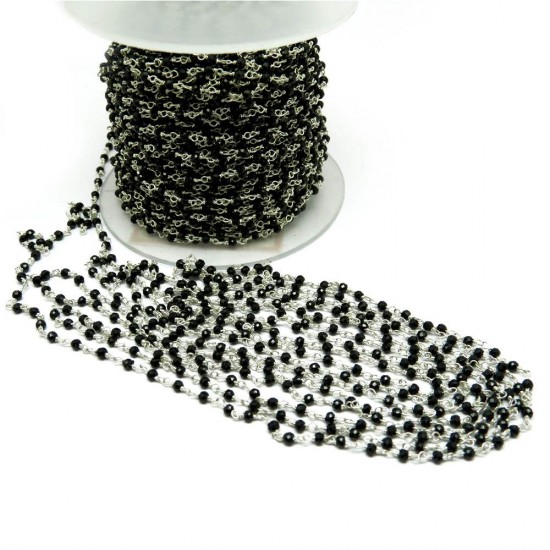 Gemstone Beads !! Handmade Silver Beads Black Spinel Black Color Gemstone Beade