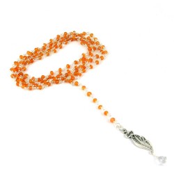 New Beads !! Carnelian, Crystal 925 Sterling Silver Necklace