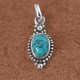 AAA Natural Tibetan Turquoise Oval Cabochon 925 Sterling Silver Pendant