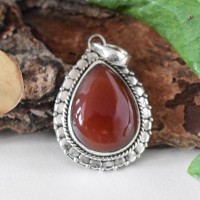 Awesome Red Onyx Pear Shape 925 Silver Pendant