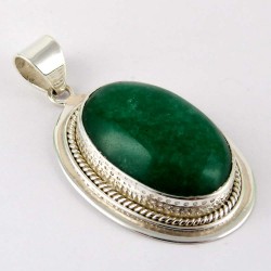 Just Perfect !! Green Aventurine 925 Sterling Silver Pendant