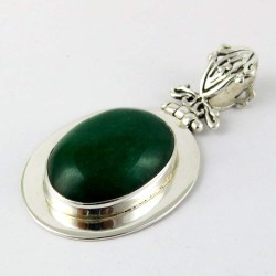 Oriental Treasure !! Green Aventurine 925 Sterling Silver Pendant