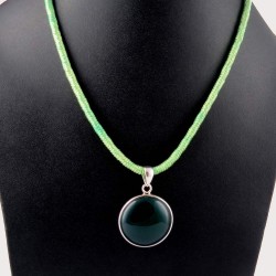 Eclipse Of Dominnican !! Green Onyx 925 Sterling Silver Pendant
