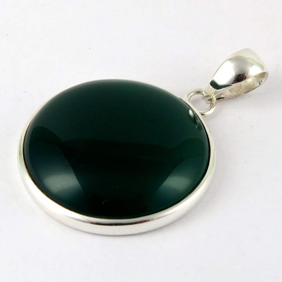 Eclipse Of Dominnican !! Green Onyx 925 Sterling Silver Pendant