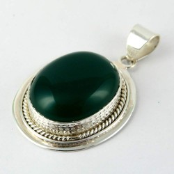 Just Perfect !! Green Onyx 925 Sterling Silver Pendant