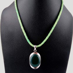 Spectacular !! Green Onyx 925 Sterling Silver Pendant