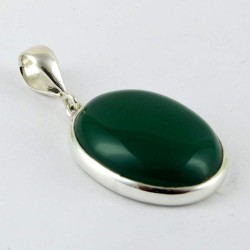Shiny !! Green Onyx 925 Sterling Silver Pendant