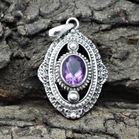 Purple Amethyst 925 Sterling Silver Pendant