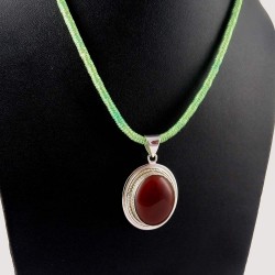 Summer Time !! Red Onyx 925 Sterling Silver Pendant