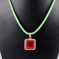 Exclamation !! Red Onyx 925 Sterling Silver Pendant