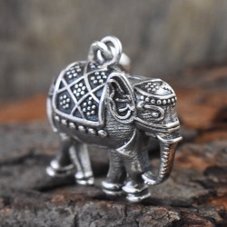 Elephant Plain Silver 925 Sterling Silver Pendant 