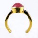 Love Victory !! Gold Plated Ruby, CZ 925 Sterling Silver Ring