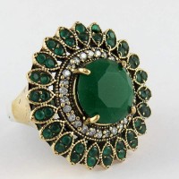 Looking Wow Green Onyx !! 925 Sterling Silver Ring With Brass