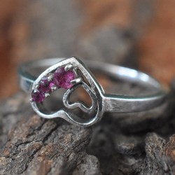 Ruby Double Heart Silver Jewelry Gemstone Jewelry!!
