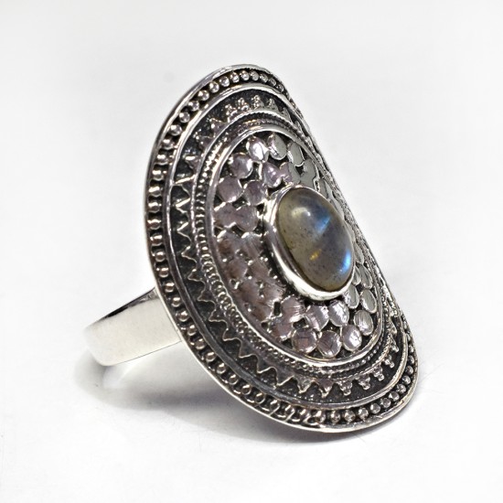 Alluring Blue Fire Labradorite 925 Sterling Silver Ring
