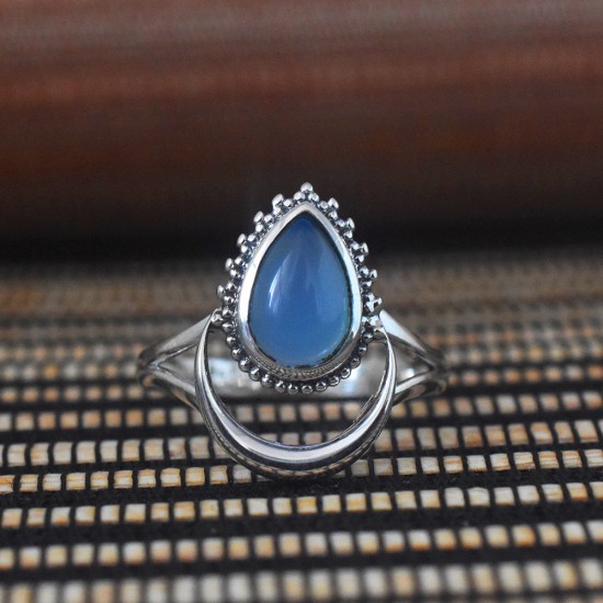 Aqua Chalcedony!! Gemstone Stylish 925 Sterling Silver Ring