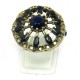 Back to Nature !! Blue Onyx White CZ Silver Jewelry Ring Turkish Silver Jewelry