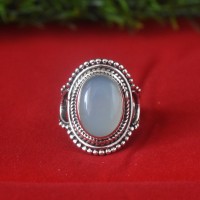 Chalcedony Gemstone 925 Sterling Silver Ring!!