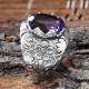 Deep Purple Amethyst Cut Stone Silver Ring