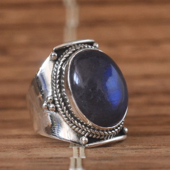 Fantastic Blue Fire Labradorite Sterling 925 Silver Ring!!
