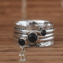 Favourite Black Onyx Gemstone 925 Silver Ring!!
