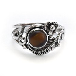 Graceful Tiger Eye 925 Sterling Silver Cabochon Ring