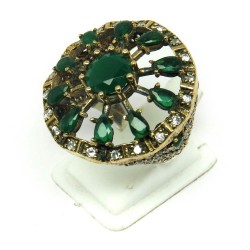 Classy Design !! Green Onyx CZ Silver Jewelry Ring Turkish Silver Jewelry