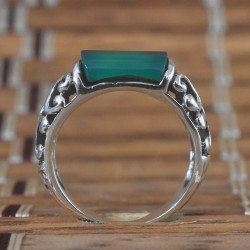 Beautiful!!Green Onyx 925 Sterling Silver Ring