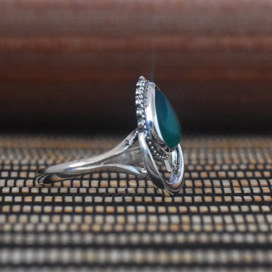 Green Onyx Gemstone Silver Jewellery Ring