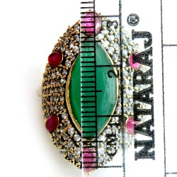 Solid Two Tones !! Green Onyx, Red Onyx, CZ 925 Sterling Silver Ring With Brass