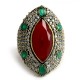 Modernista !! Green Onyx, Red Onyx, CZ 925 Sterling Silver Ring With Brass