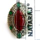 Modernista !! Green Onyx, Red Onyx, CZ 925 Sterling Silver Ring With Brass