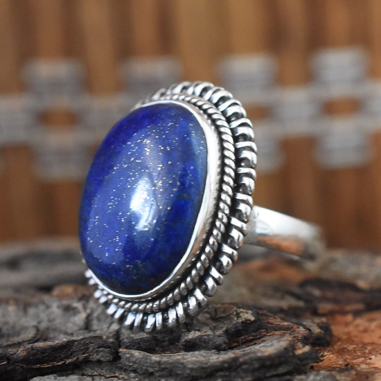Heavenly Lapis Cabochon 925 Sterling Silver Ring