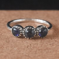Iolite Gemstone 925 Sterling Silver Ring Midi Ring