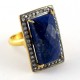 True Love Lapis, White CZ 925 Sterling Silver Ring