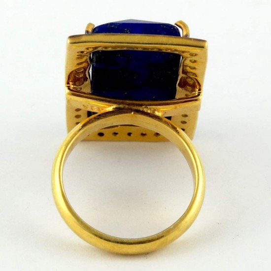 True Love Lapis, White CZ 925 Sterling Silver Ring