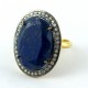 Spark Of Life Lapis, White CZ 925 Sterling Silver Ring