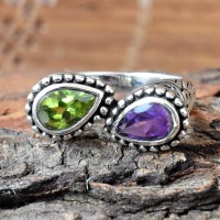 Magnificent Double Gemstone Cut 925 Sterling Silver Ring