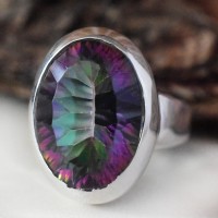 Beautiful !! Mystic Quartz Stone Rainbow 925 Sterling Silver Ring