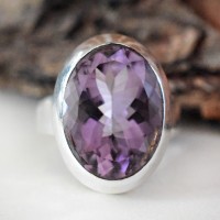 Beautiful !! Amethyst Purple Stone 925 Sterling Silver Ring