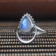 Peacock Feather Rainbow Moonstone 925 Sterling Silver Ring