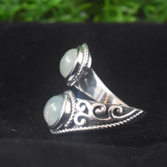 Prehnite stone Sterling Silver Ring