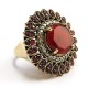 Excellent !! Red Onyx, CZ 925 Sterling Silver Ring With Brass