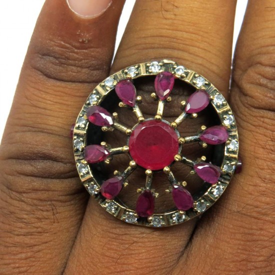 Beautiful !! Red Onyx CZ Silver Jewelry Ring Turkish Silver Jewelry