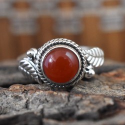 Red Onyx Cabochon 925 Sterling Silver Ring