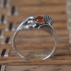 Red Onyx!! Aum 925 Sterling Silver Ring!