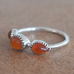 Red Onyx Sweet Color 925 Sterling Silver Ring !!