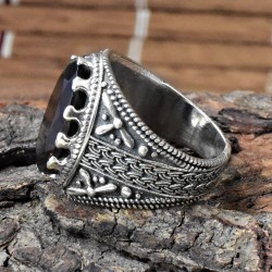 Beautiful !! Smokey Quartz Stone 925 Sterling Silver Ring 